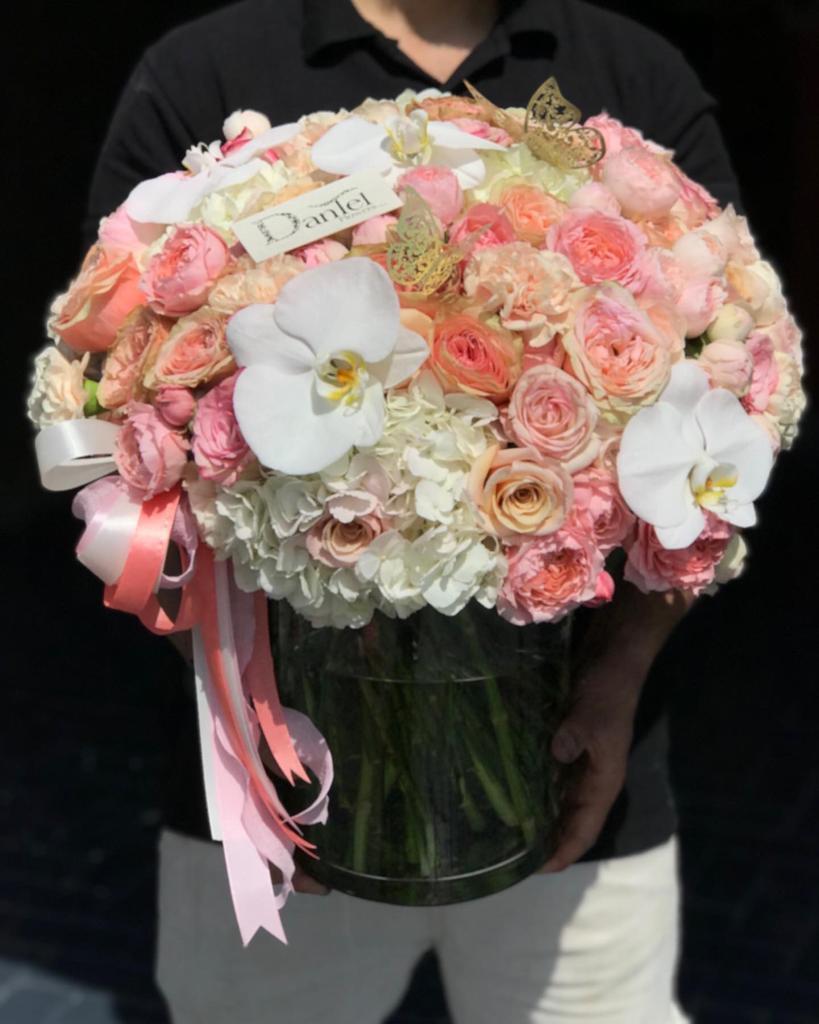 Orchid and Hydringa vase